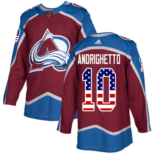Adidas Avalanche #10 Sven Andrighetto Burgundy Home Authentic USA Flag Stitched Youth NHL Jersey
